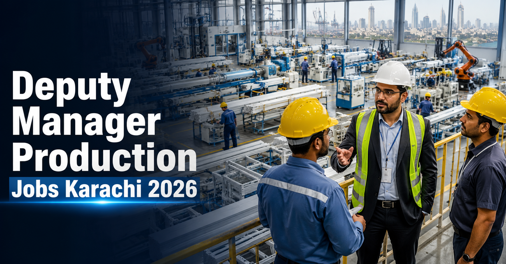 Deputy Manager Production supervising plastic manufacturing operations at a modern factory in Karachi Pakistan 2026
