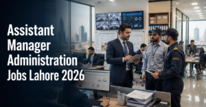 Assistant Manager Administration supervising facility management and office operations at a modern corporate workplace in Lahore, Pakistan